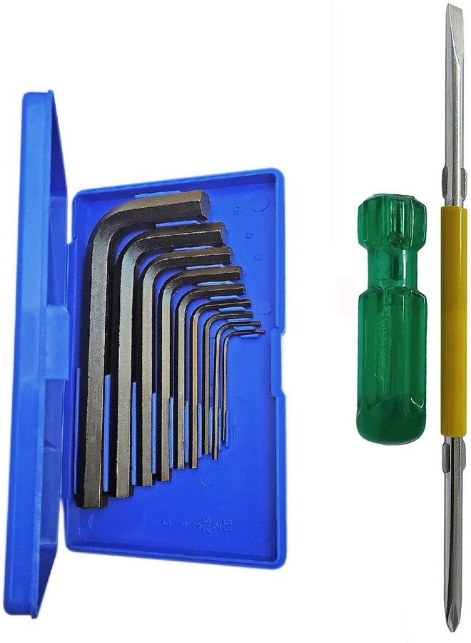 Inditrust مجموعة مفاتيح ألين من إنديترست، صندوق بلاستيكي، مفتاح ربط البراغي، مفتاح ربط غوتي، مجموعة أدوات إصلاح على شكل حرف L للدراجات/الدراجات الهوائية/الدراجات/الغيتار (مجموعة مفاتيح ألين مع مفك براغي 2 في 1 قطعة واحدة) - Image 1